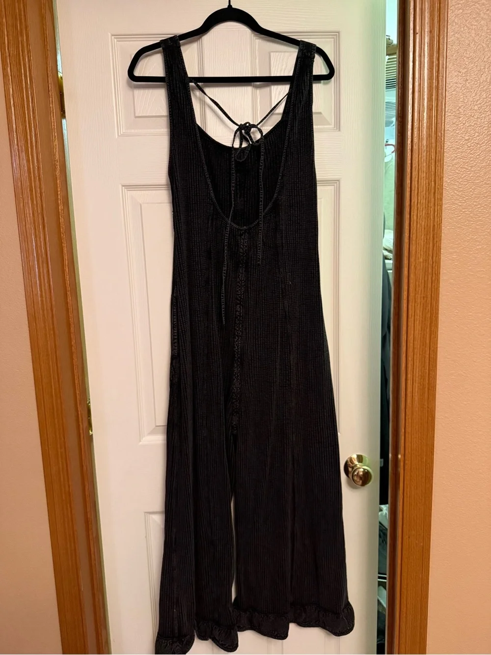 Free people waffle jumpsuit washed black size S